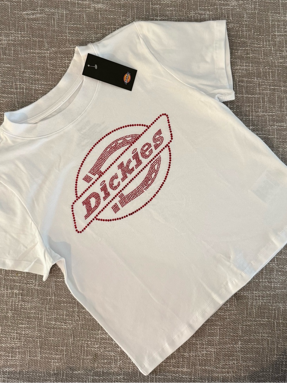 Dickies White tee Red Rhinestone BRAND NEW SIZE SMALL WOMENS